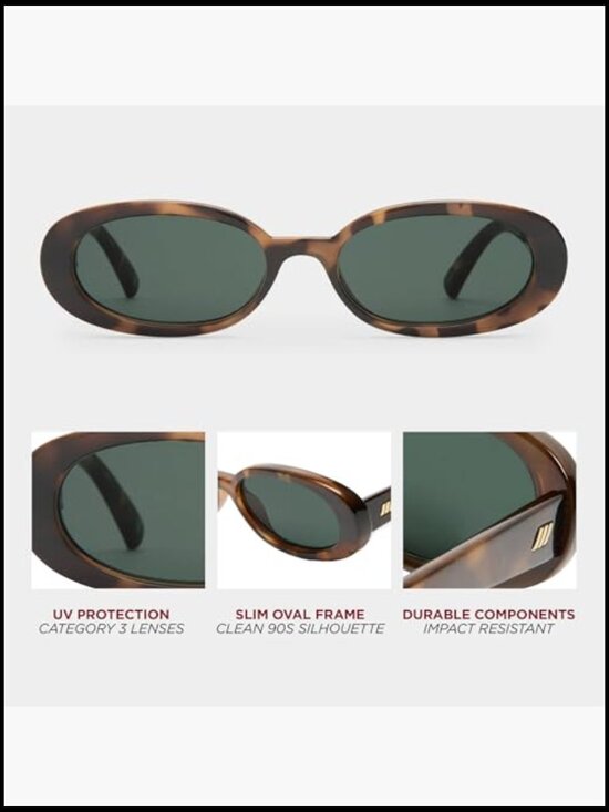 Retro 90s Vintage Narrow Oval Sunglasses with UV Protection